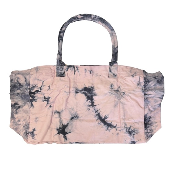 PINK Victoria's Secret XL Pink Marble Tye-Dye Logo Canvas Tote Bag - Picture 9 of 15